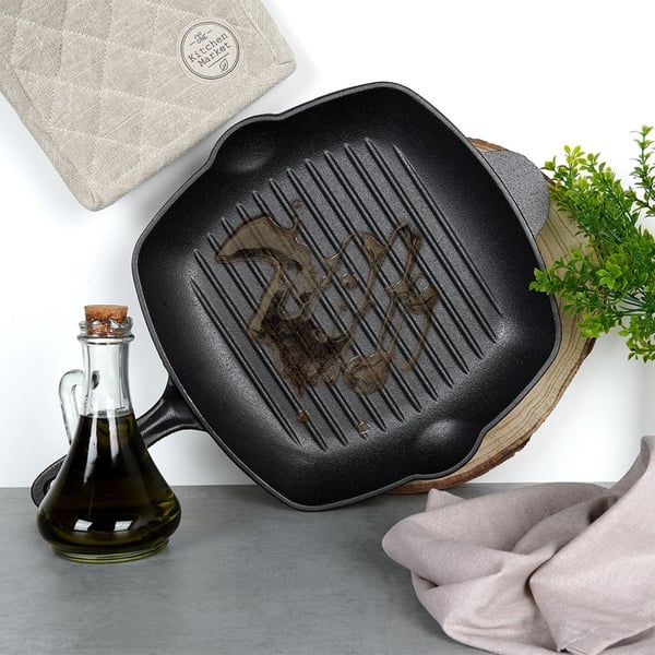 Fyrkantig gjutjärnsstekpanna för grillning med silikonöverdrag CAST LINE 28x28 cm