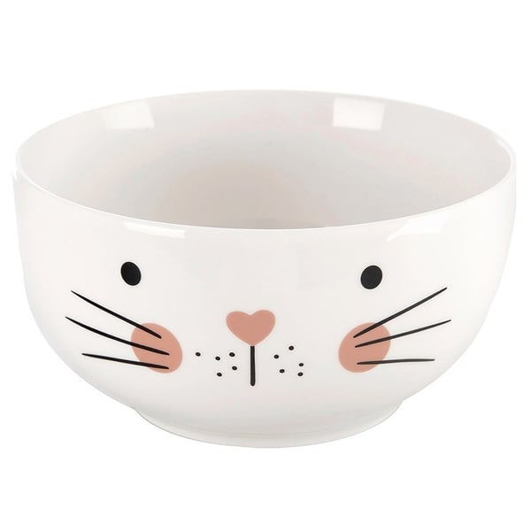 Porcelænskop med skål til børn, kat, 2 dele