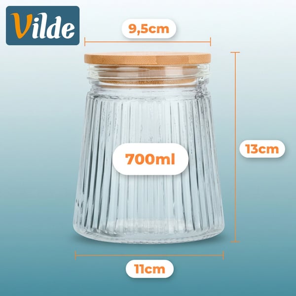 Glasbeholdere til bulkprodukter med låg og tætning 700 ml 3 stk.