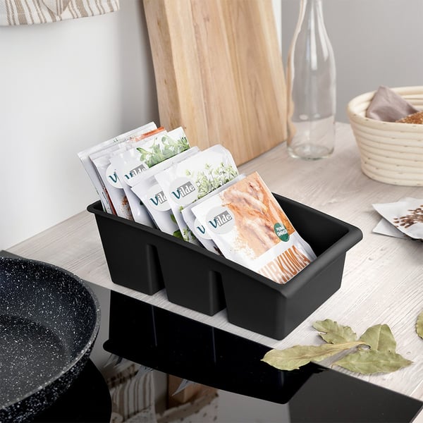 Svart kryddorganizer 25x15x9 cm
