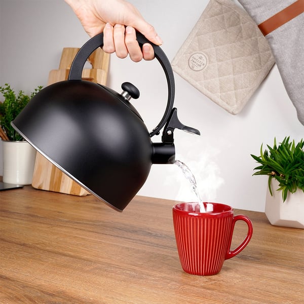 Visslingskittel, stål, svart, 3 l