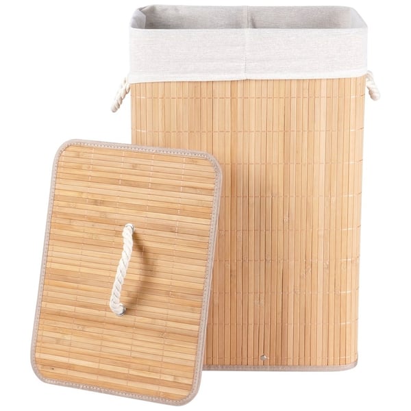 Bambus vasketøjskurv beige 70 l