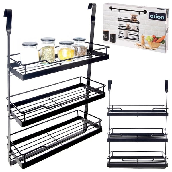 Køkkenhylde ophængt på skinne metal sort RADKA 32x11x46 cm