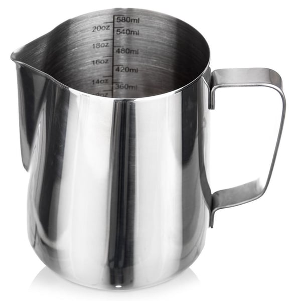 Mælkekande i stål med målebæger 580 ml