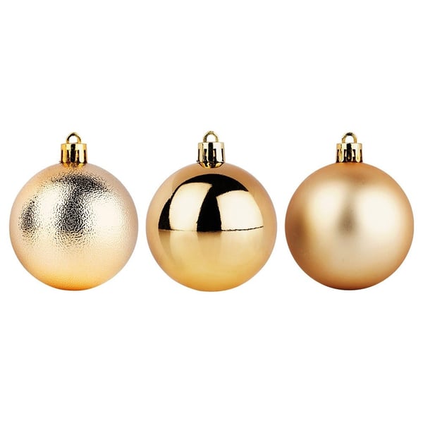 Uknuselige julekugler i guld 6 cm 9 stk.