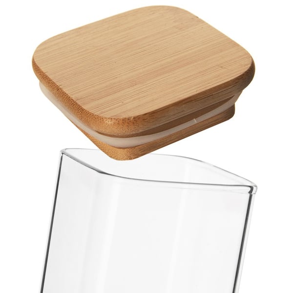 Glasbeholder til tørvarer med låg og tætning 1,1 l