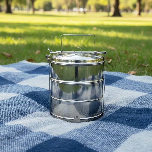Stål aftensmadkasse treenet 3x1 liter