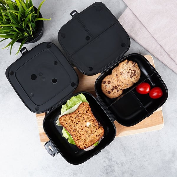 Indelad lunchlåda svart 2x700 ml