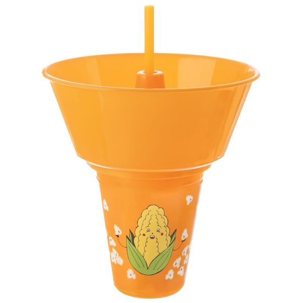 Orange kop med skål til popcorn 500 ml