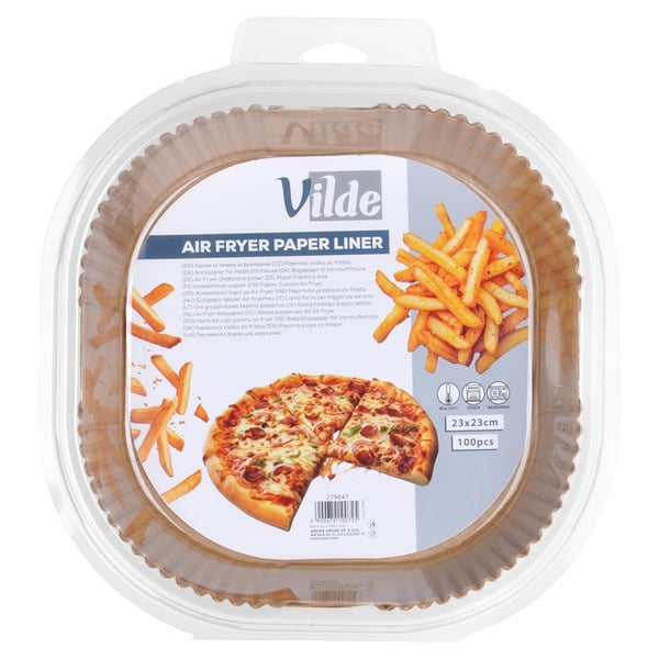 Fettfritt pappersinlägg till airfryer, fyrkantigt 23x23 cm, 100 st.