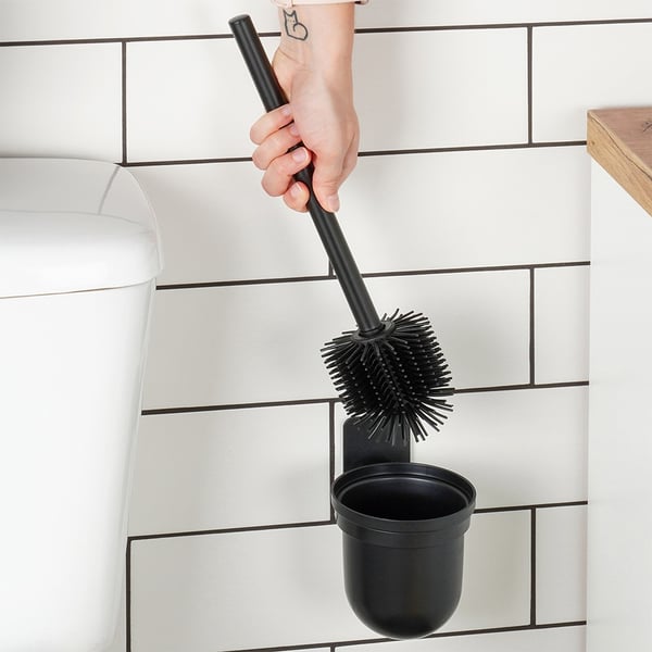 Silikoninen WC-sivellin säiliöllä riippuva musta 35 cm