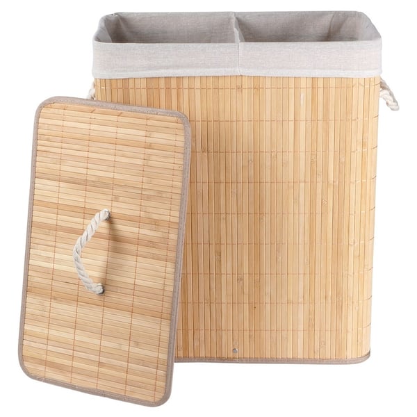 Bambu tvättkorg beige 90 l