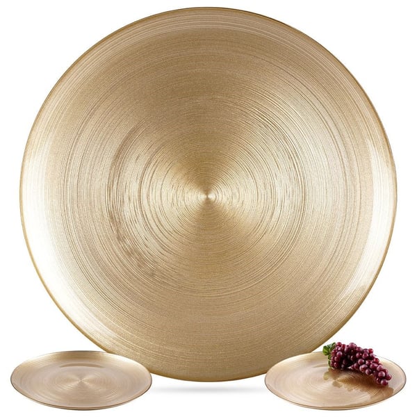 Lav glasmiddagstallerken, guld, 32,5 cm