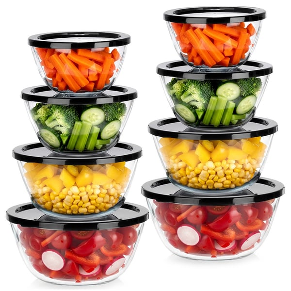 Glasskåle med låg 750 ml / 1 l / 1,5 l / 2 l 8 stk. Glasskåle med låg 750 ml / 1 l / 1,5 l / 2 l 8 stk.