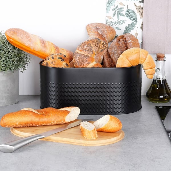 Teräksinen leipäastia puulaudalla musta 34x18,5x15,5 cm