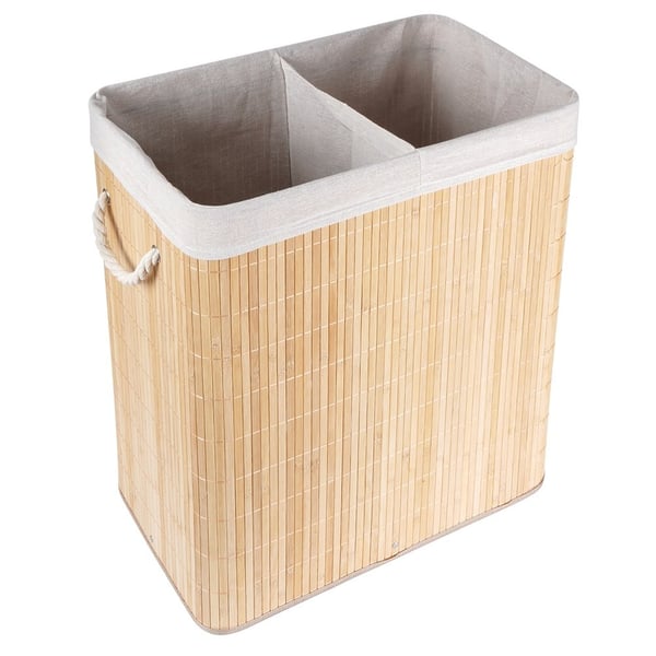Bambu tvättkorg beige 90 l
