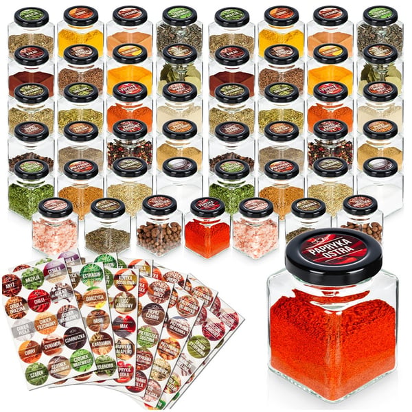 Lasinen maustesäiliö 100 ml 48 kpl + 180 tarraa Lasinen maustesäiliö 100 ml 48 kpl + 180 tarraa