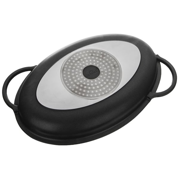 Djup grillstekpanna i granit med lock GRANDE 43x28x6 cm