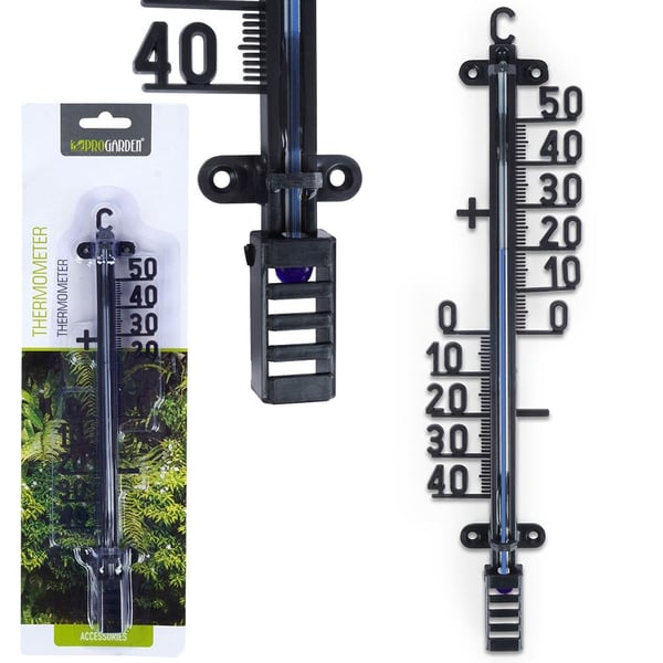 Svart utomhustermometer 25 cm