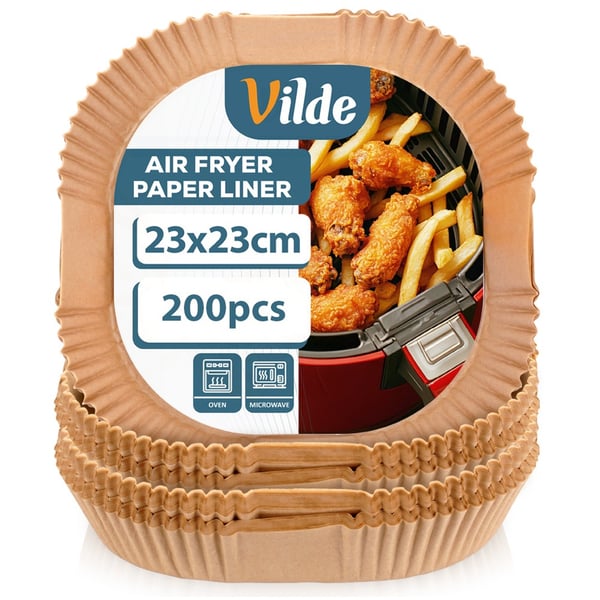 Fedtfrit papir firkantet indsats til airfryer 23x23 cm 200 stk.