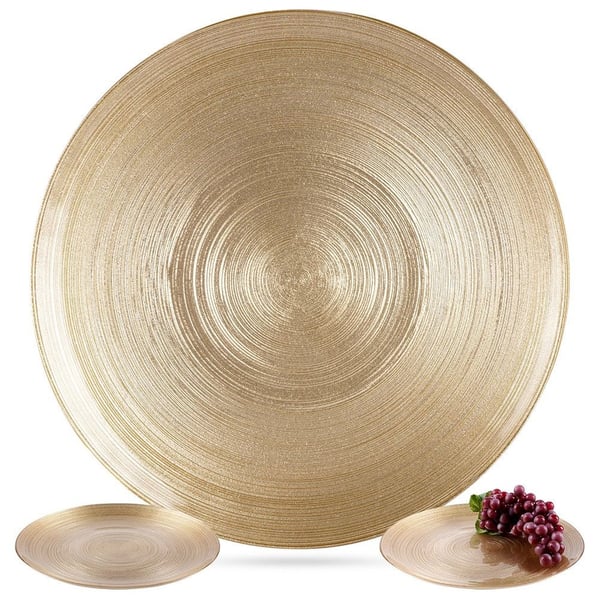 Matala lasinen ruokalautanen, kulta, 28 cm