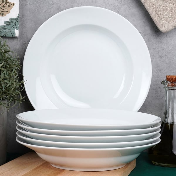 Dyb porcelæns tallerken MONA 24,5 cm, 350 ml 6 stk.