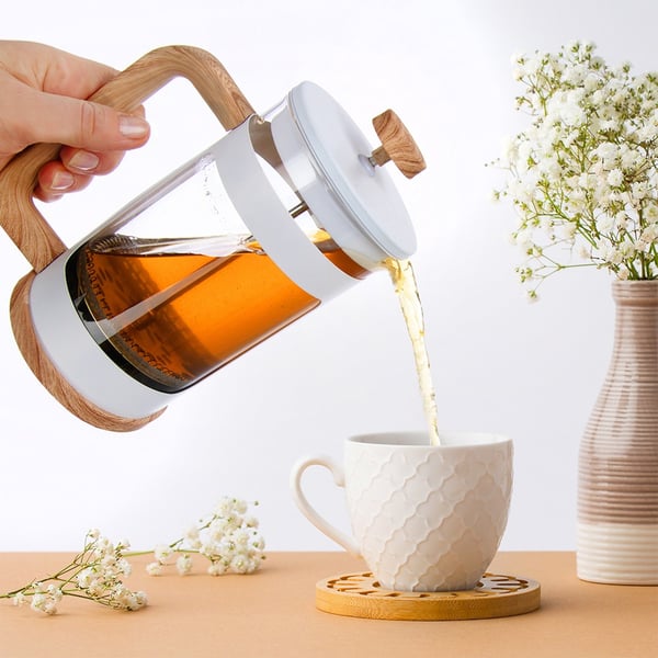Kaffe- og temaskine med stempel i glas WHITELINE 1 l