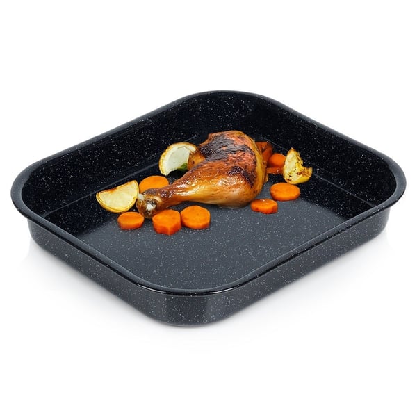 Suorakulmainen emaloitu paistinastia 29,5x25,5x4,5 cm