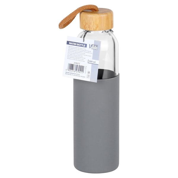 Glasvattenflaska med silikonskal 500 ml
