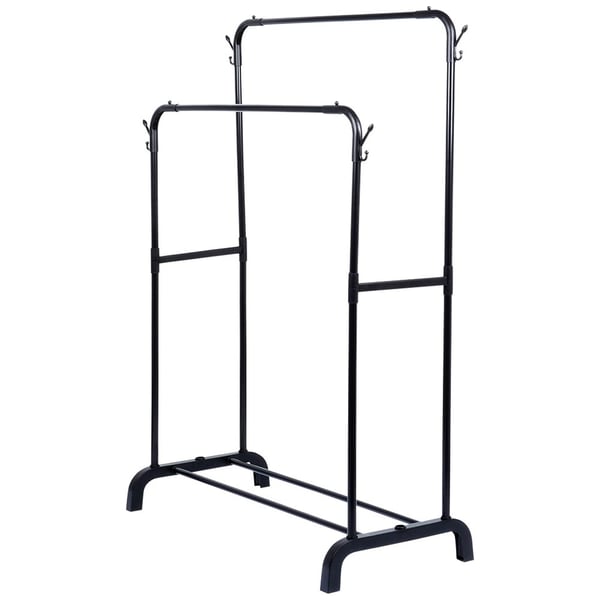Stående dobbelt metal tøjstativ sort 110x45x152 cm