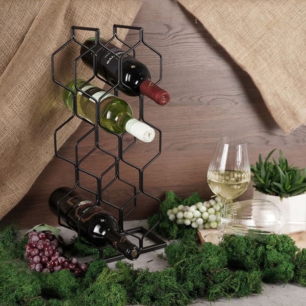 Vinholder metal sort 8 flasker 23x48 cm