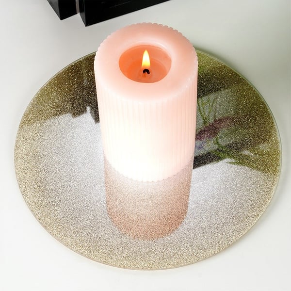 Glas spejl glitter stand til dekorative arrangementer og lys 15 cm