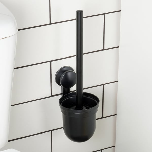 Hængende toiletbørste i silikone med beholder, sort, 35 cm