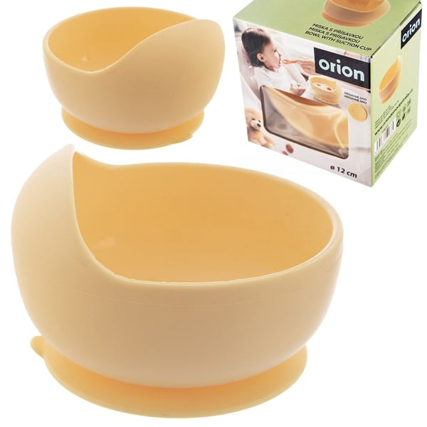 Silikoneskål til barn med sugekop gul 360 ml