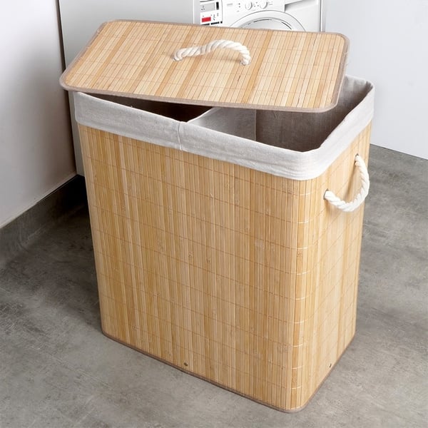 Bambu tvättkorg beige 90 l