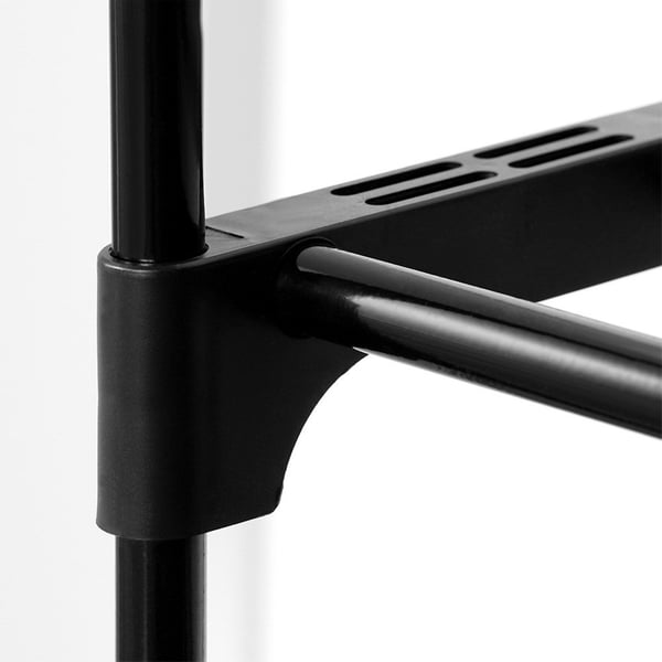 Sort metal skohylde 3-niveau 57x28x55 cm