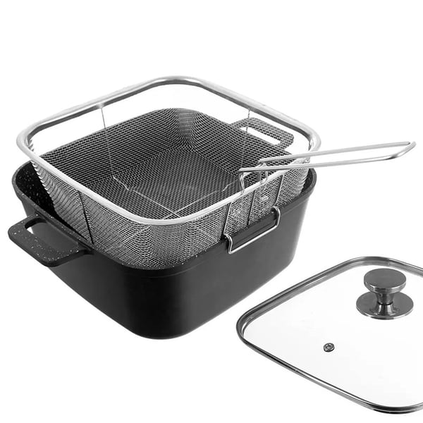 Granitgryde med glaslåg, grillpande, kurv GRANDE 2+4 l 4 stk.