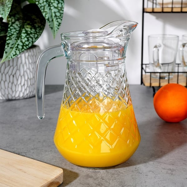 Glaskande med låg 1,4 l + glas 6 stk. 200 ml