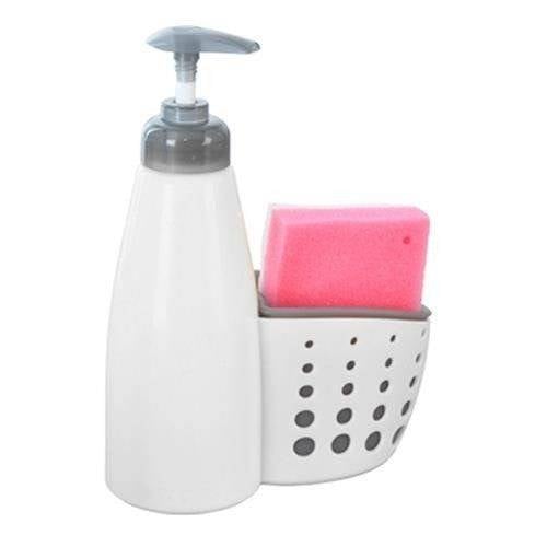 Dispenser til opvaskemiddel med beholder til svamp hvid 370 ml
