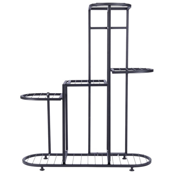 Metallinen musta 5-tasoinen kukkataso 84,5 cm