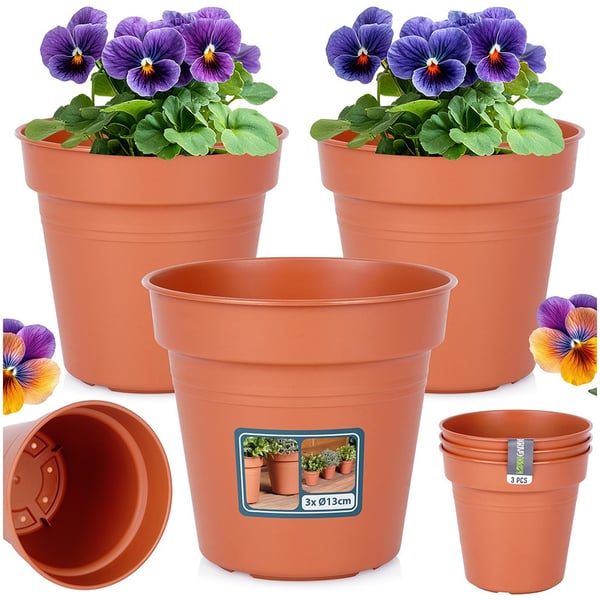 Havepotte plastik rund 13 cm 3 stk.