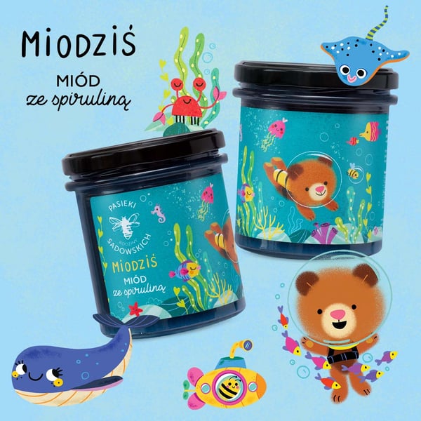 Miodziś - Hunaja spirulinalla 430 g + yllätys