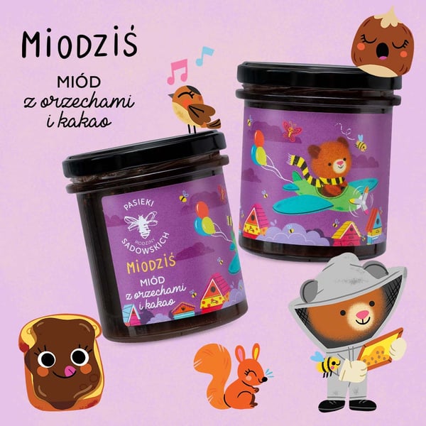 Miodziś - Hunajaa pähkinöillä ja kaakaolla 410 g + yllätys