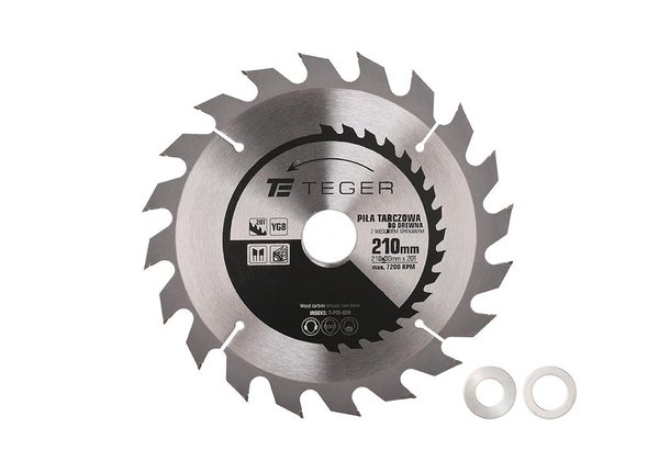 Teger-sahanterä 210x30 mm 20T ATB kovametallilla puulle, MDF-levyille ja laminaateille, terän paksuus 1,4 mm, max 7200 rpm