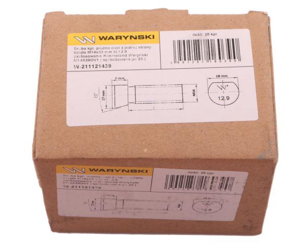 Täydellinen soikea auran pultti, leikattu toiselta puolelta, Waryński M14x39 mm, luokka 12.9, tarkoitettu Kverneland M14X39OV1:lle, 25 kpl