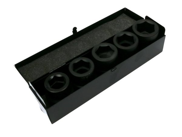 Iskuhylsysarja 1" Waryński 27, 30, 32, 33, 36 mm, valmistettu CrMo-teräksestä DIN 3129, 5 osaa