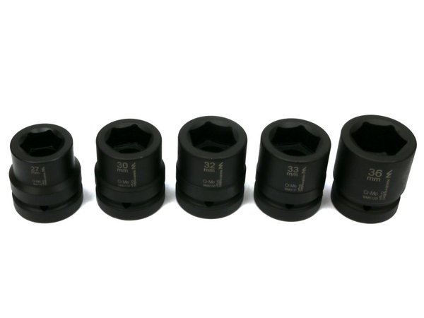Iskuhylsysarja 1" Waryński 27, 30, 32, 33, 36 mm, valmistettu CrMo-teräksestä DIN 3129, 5 osaa
