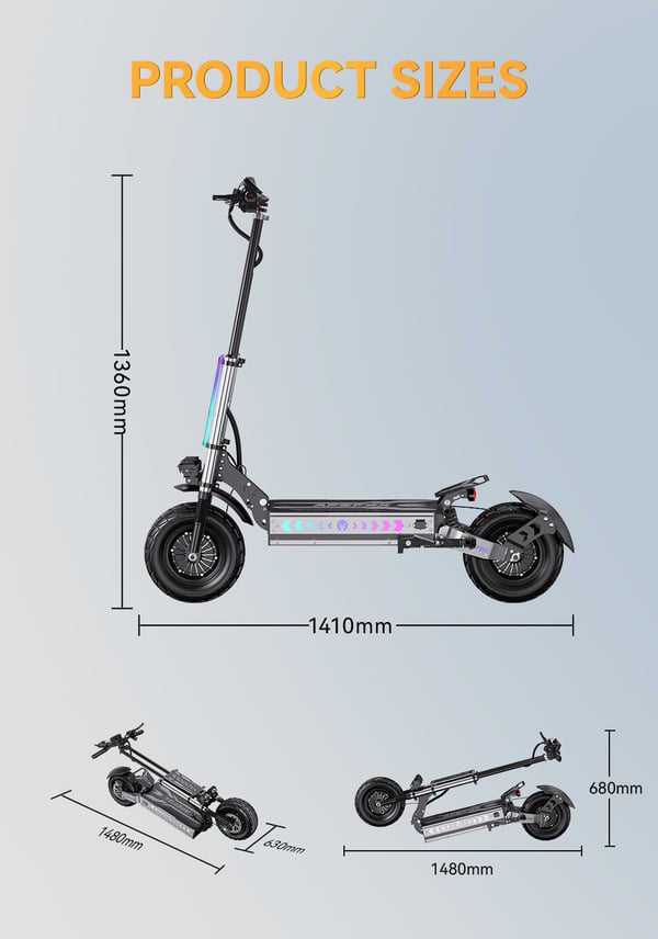 OOTD APEFOX T90 100 km rækkevidde, 13 tommer dæk, 2*2100W motorer, 31,2AH batteri, hydrauliske skivebremser, foldbar elektrisk scooter
