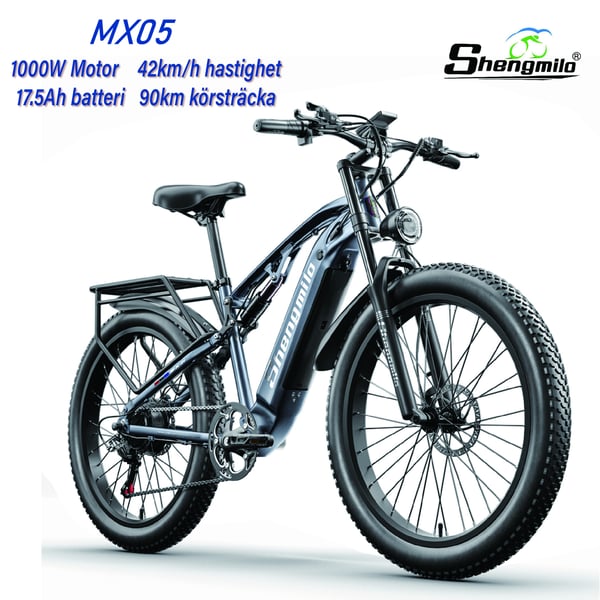 Shengmilo MX05 Elektrisk Mountainbike 1000W Motor 48V Lithium Batteri 80KM Rækkevidde 42km/t Off-Road Elcykel til Voksne