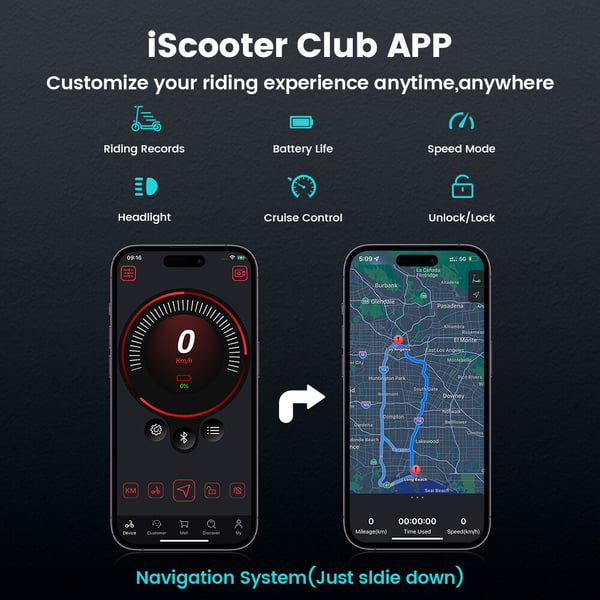 iScooter i10 Pro -sähköpotkulauta, 800 W:n moottori, 15 Ah:n akku, huippunopeus 45 km/h, toimintamatka 50–60 km, 10 tuuman ilmarenkaat, kaksoisjousitus
